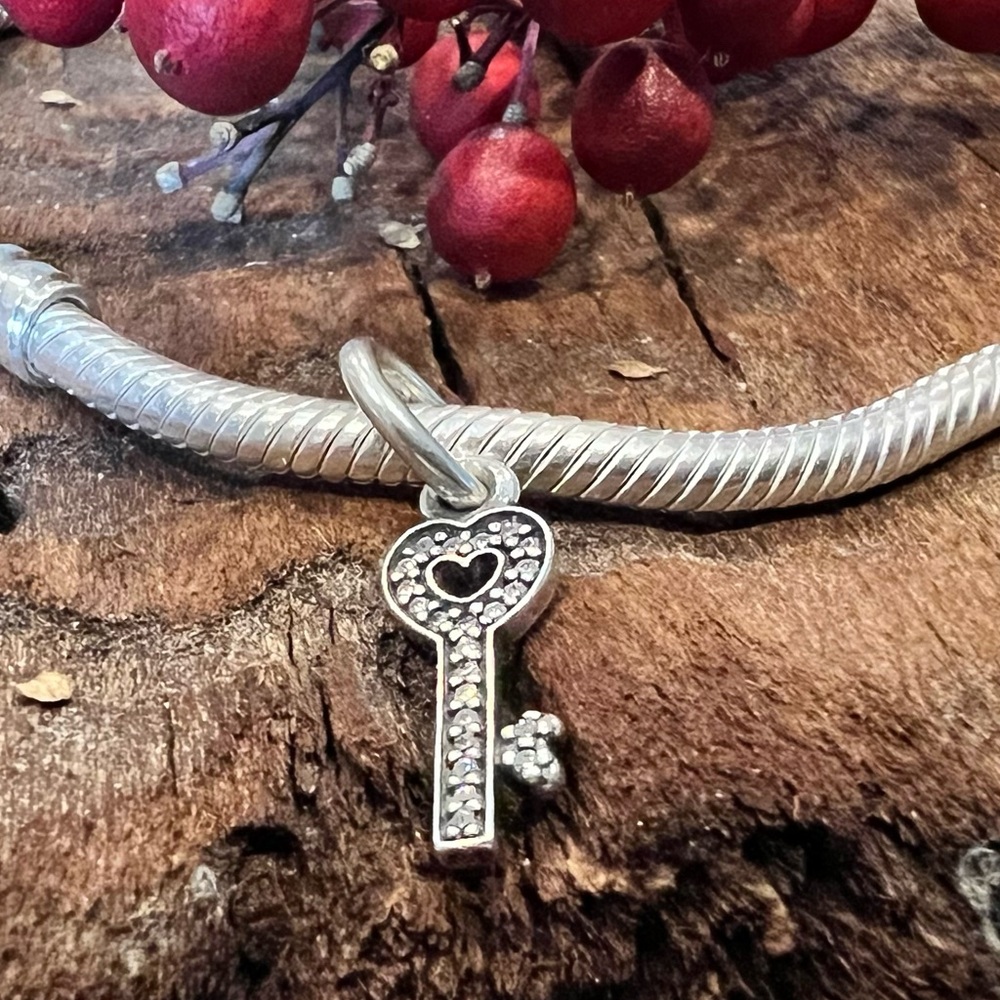 Authentic Pandora Charm Pave Key Symbol Of Trust Dangle Sterling Pendant Dainty